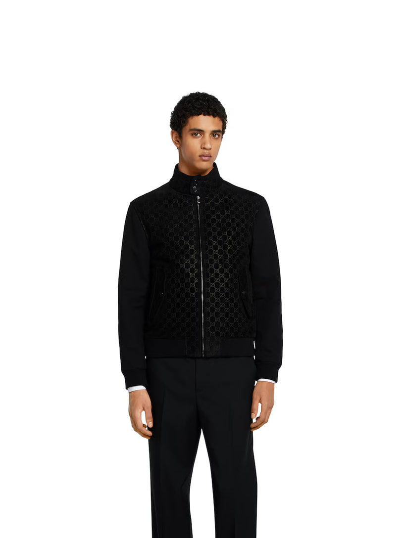 GG embossed suede bomber jacket