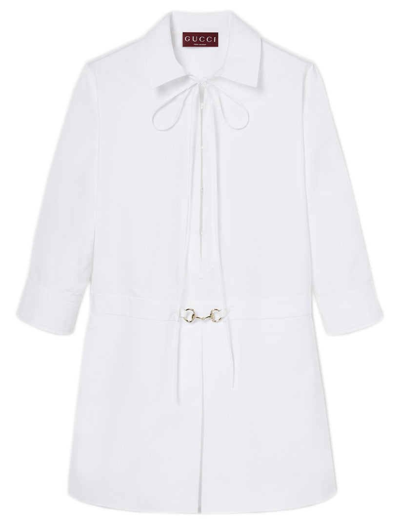 Abito chemisier in popeline di cotone con Morsetto