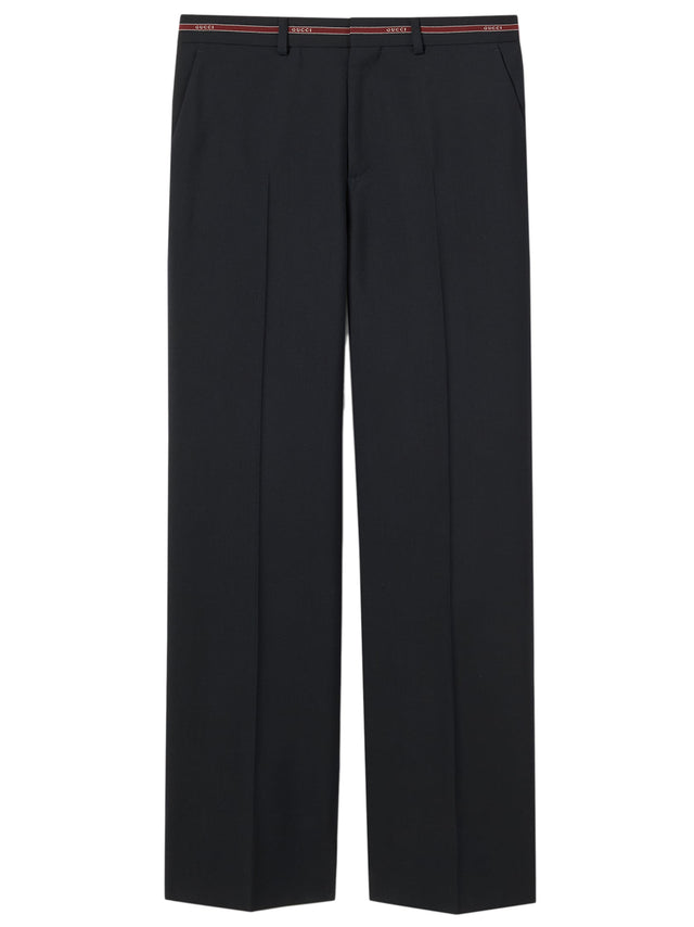 Pantalone in lana con dettaglio cimosa