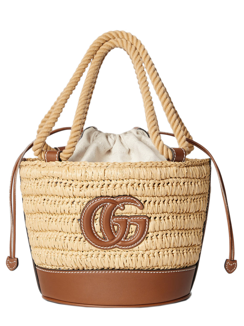 Woven mini bucket bag