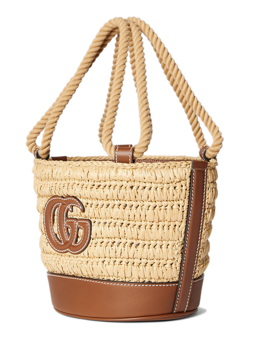 Woven mini bucket bag