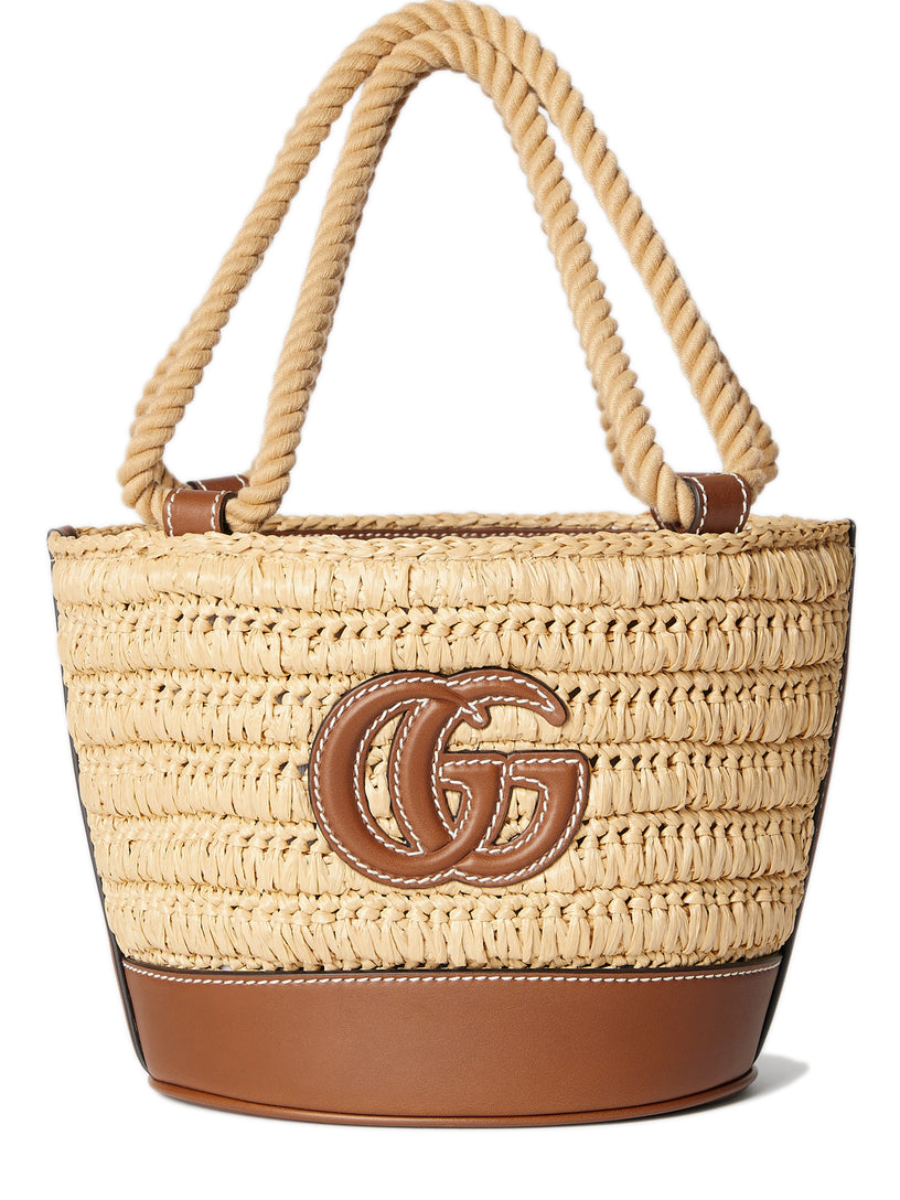 Woven mini bucket bag