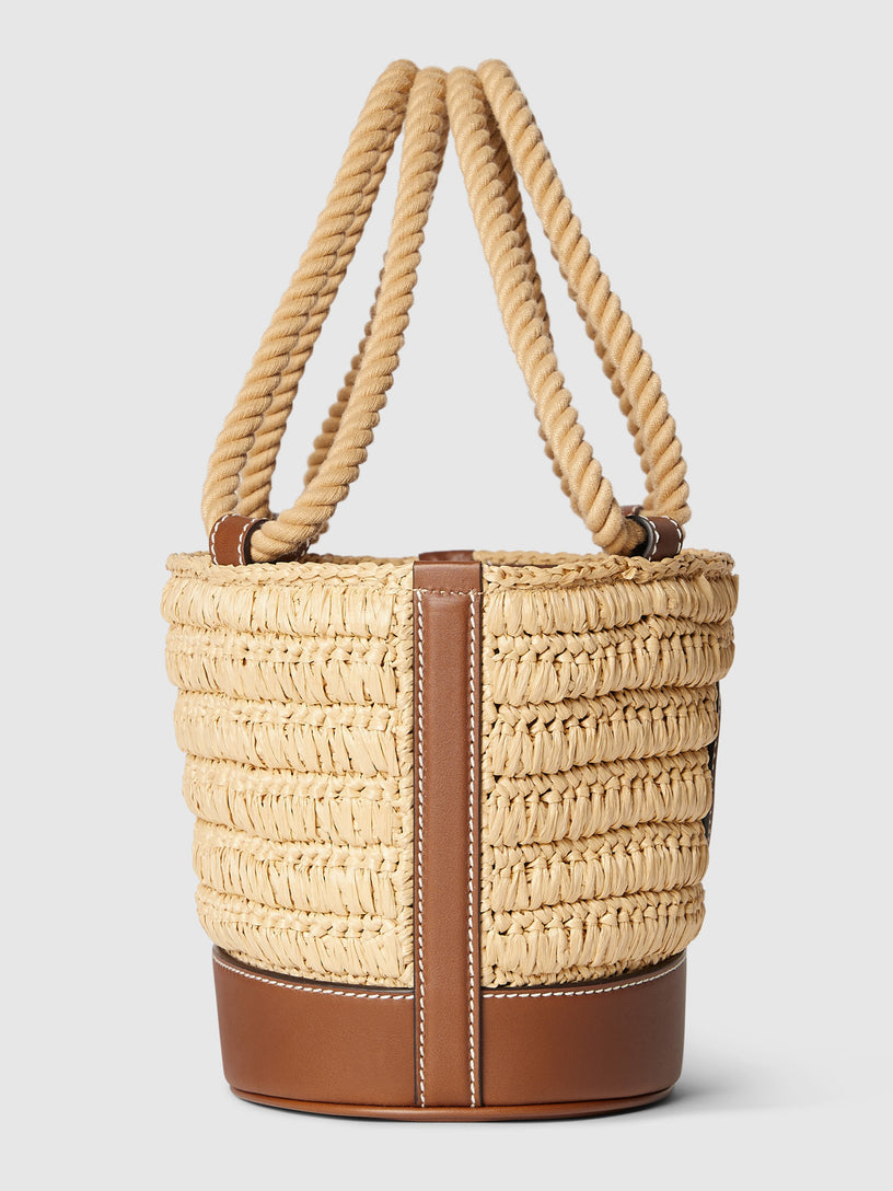 Woven mini bucket bag