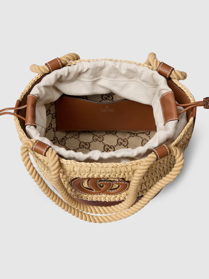 Woven mini bucket bag