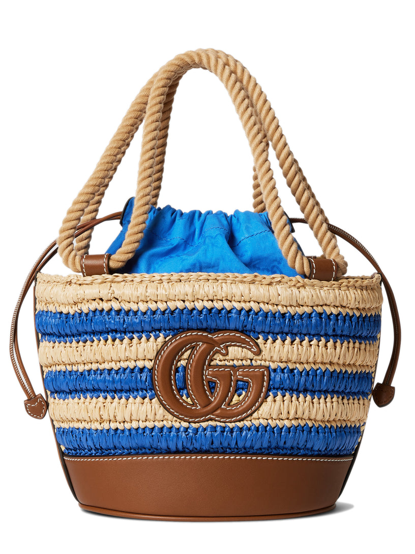 Woven mini bucket bag