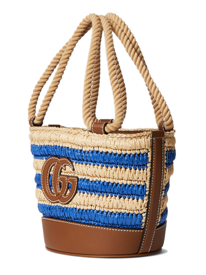 Woven mini bucket bag