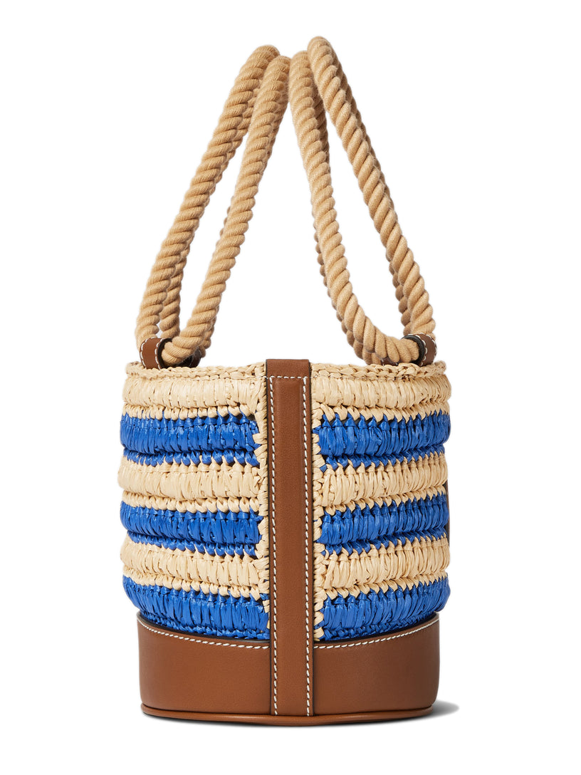 Woven mini bucket bag