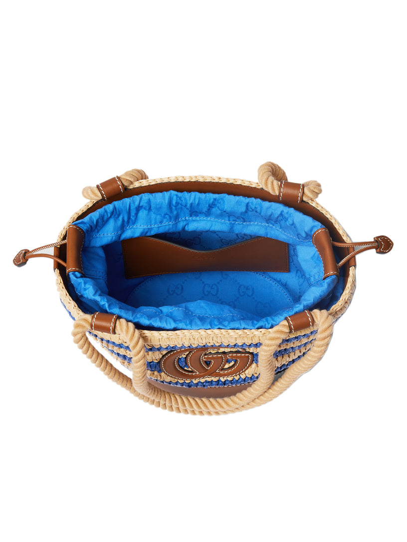 Woven mini bucket bag