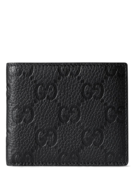 Card Holder Leather Wristlet Gucci Gucci Black Bi-Fold Wallet With