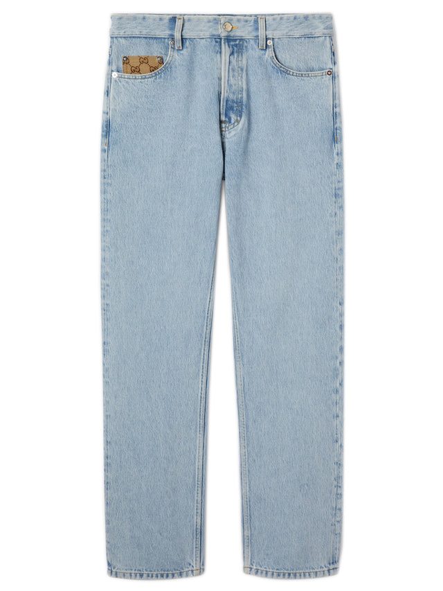 Denim pant with GG insert
