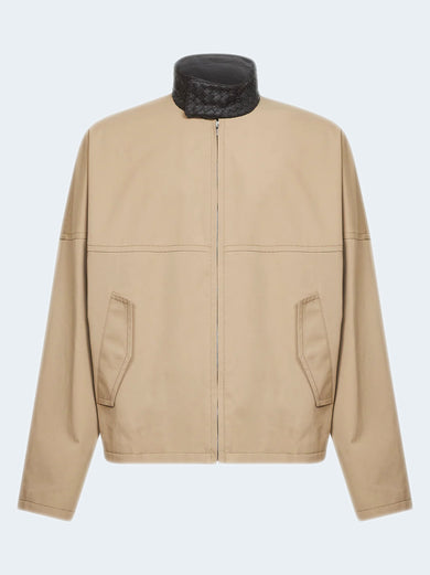 Cotton blouson with Intrecciato collar