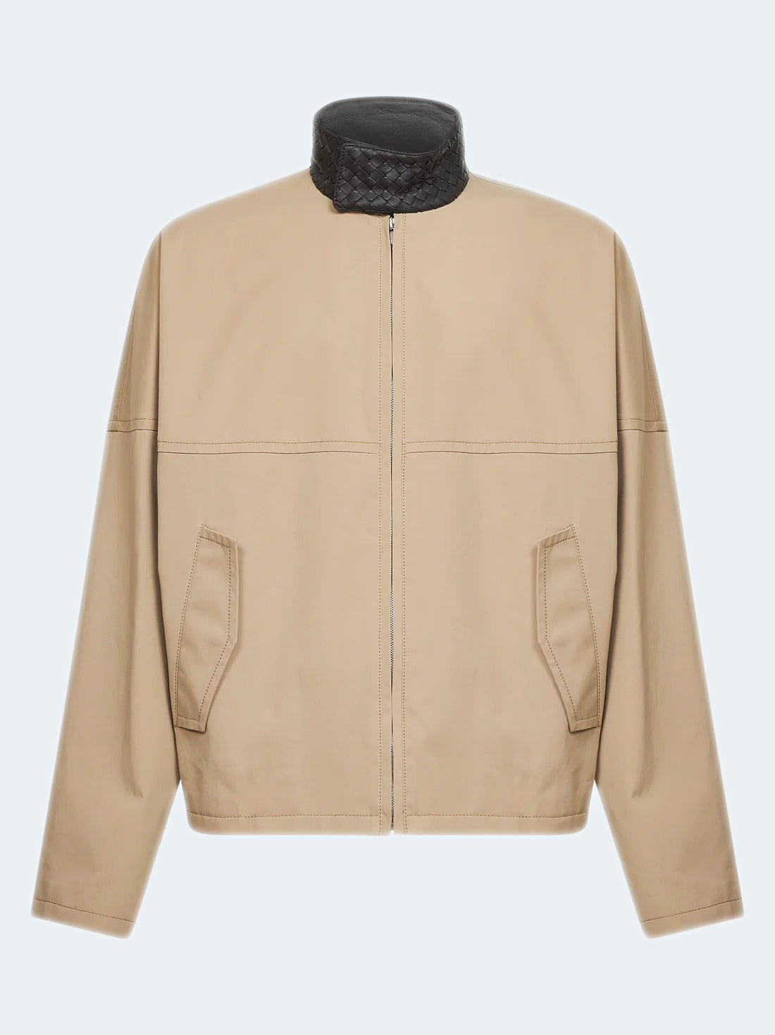 Cotton blouson with Intrecciato collar