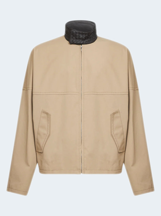 Cotton blouson with Intrecciato collar