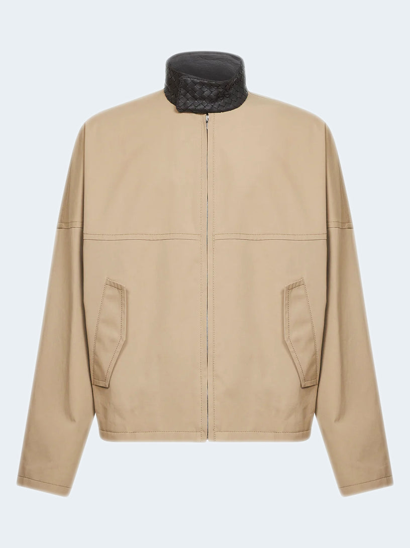 Cotton blouson with Intrecciato collar