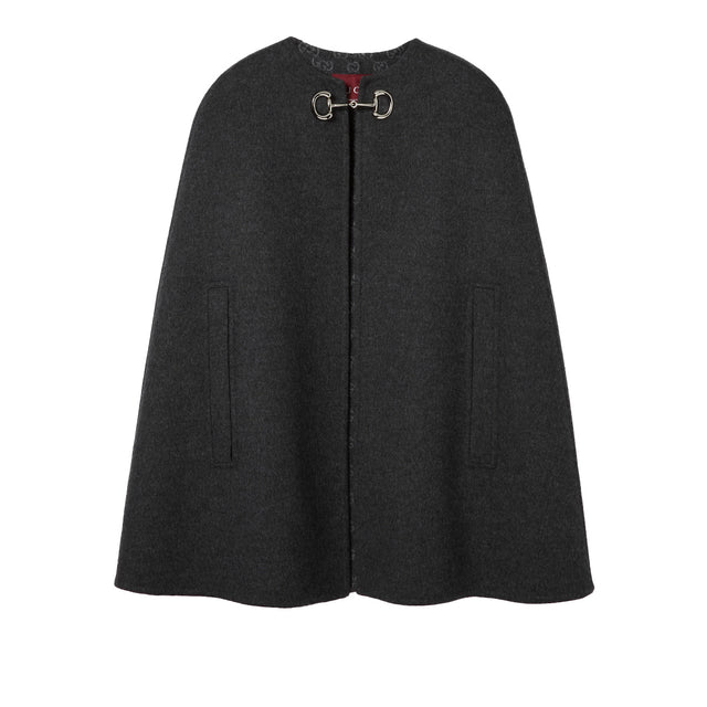 Wool and silk cape with clamp