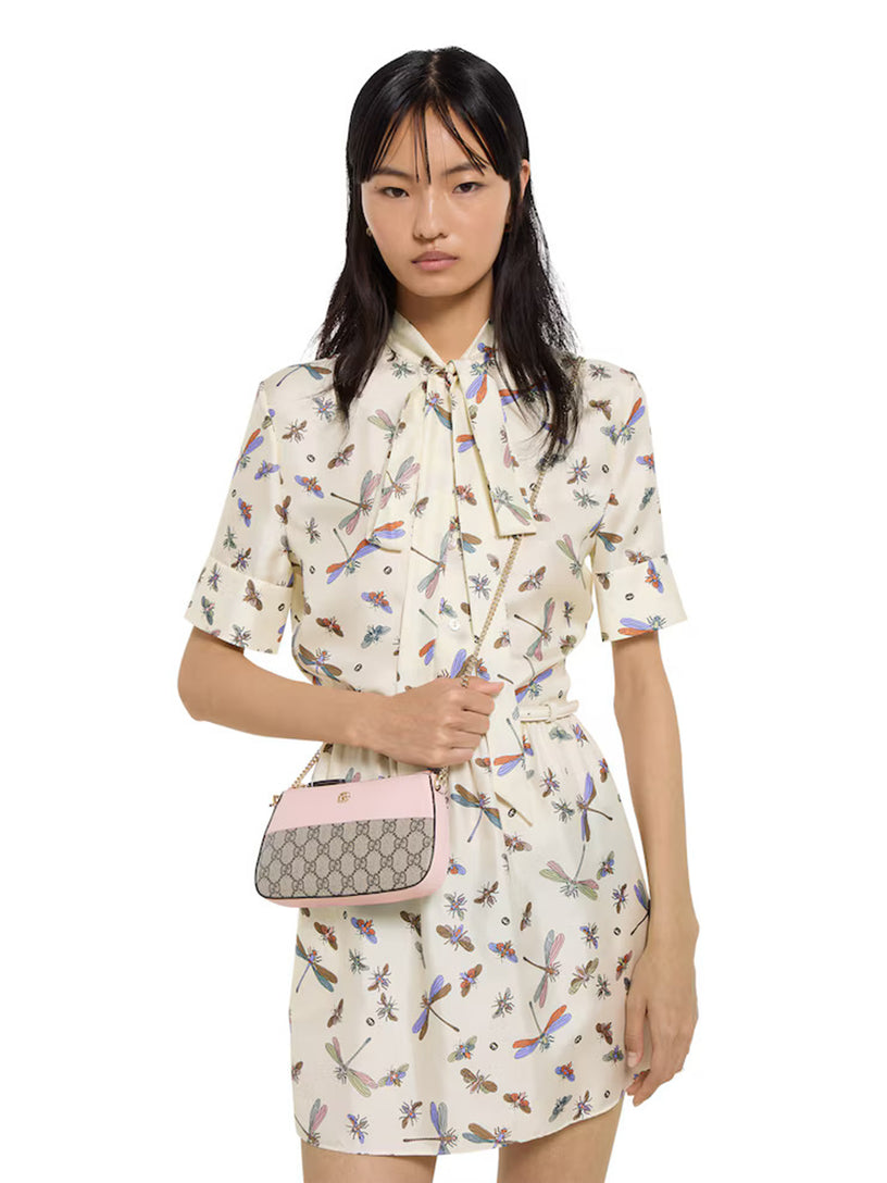Bi-colour GG Marmont mini bag in pink leather