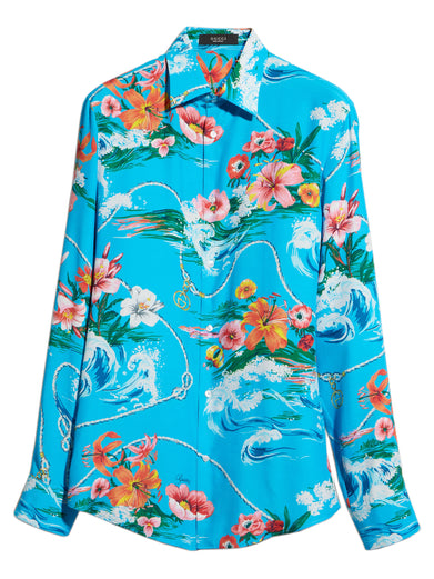 Camicia in tessuto fluido stampata