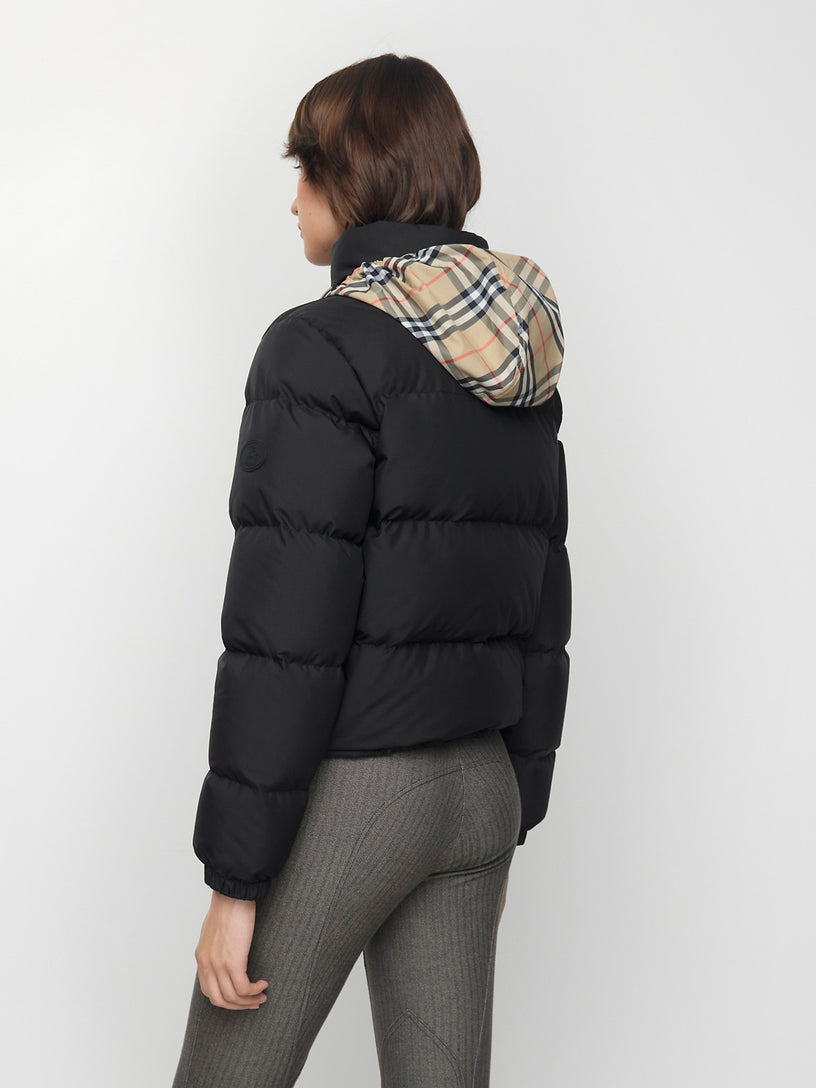 Check Trim Puffer Jacket