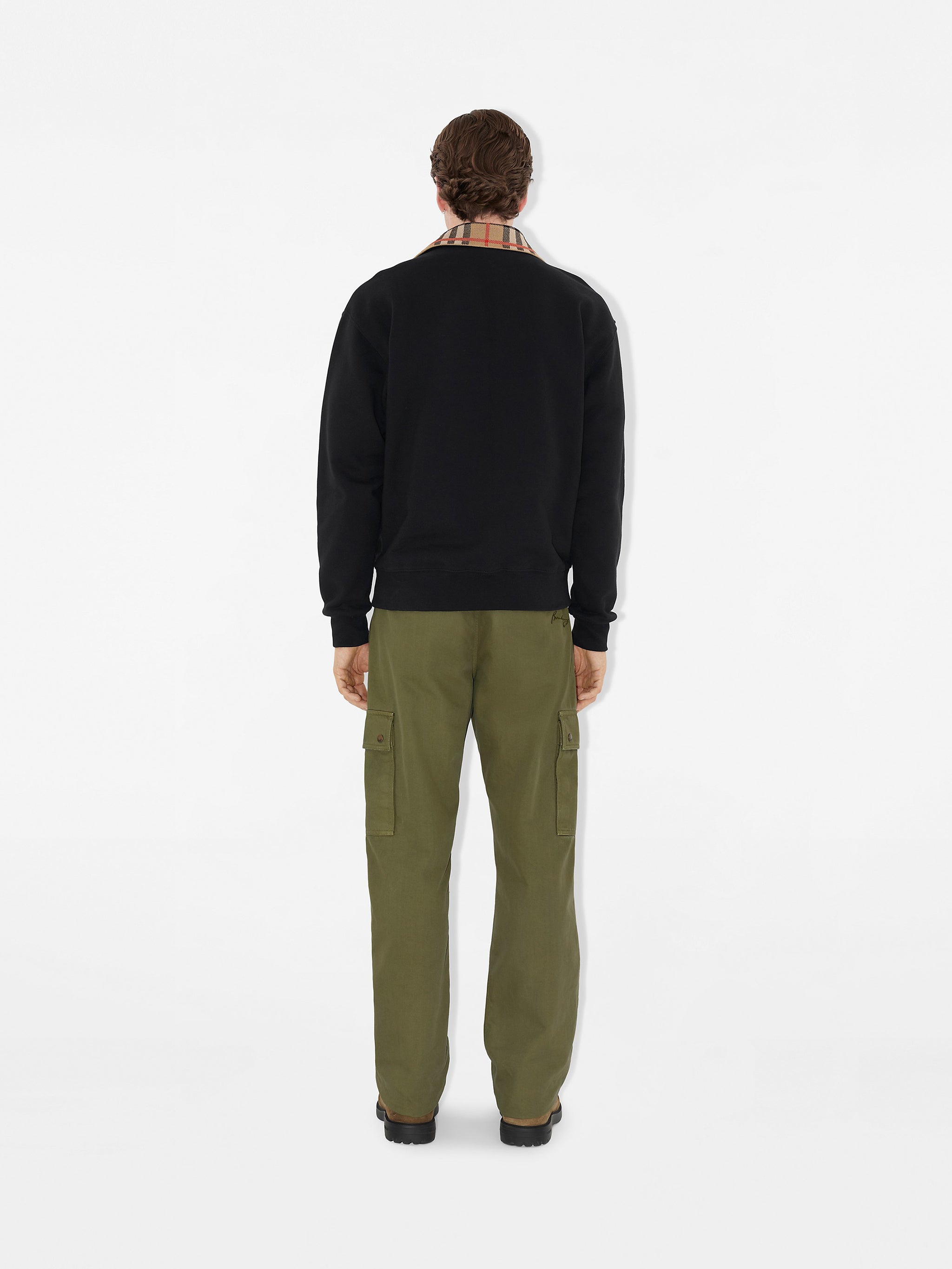 Check Collar Half-zip Sweatshirt Burberry Nero | Grifo210