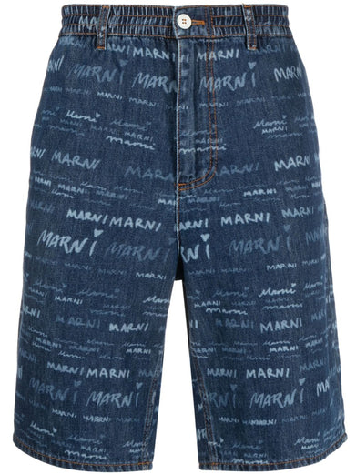 Megamarni cotton denim shorts