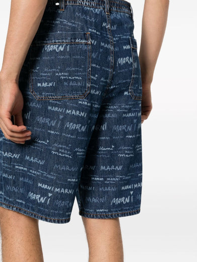 Megamarni cotton denim shorts