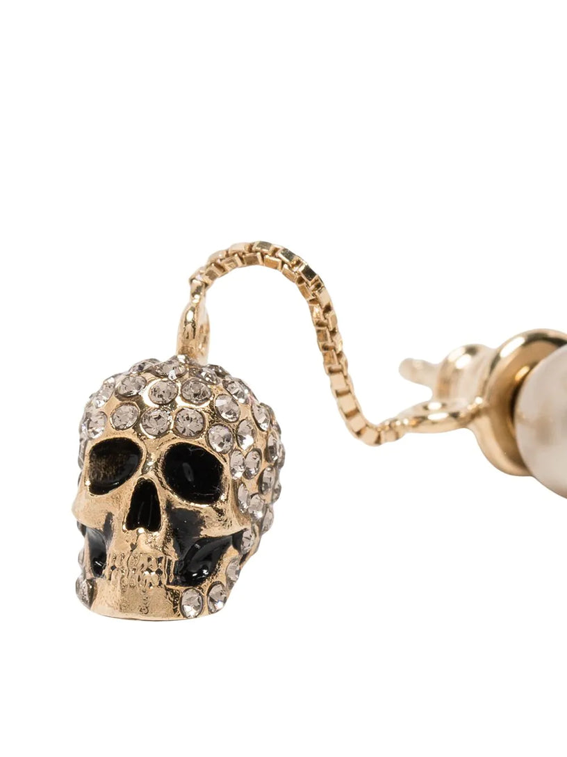 Pave Skull Chain Earrings
