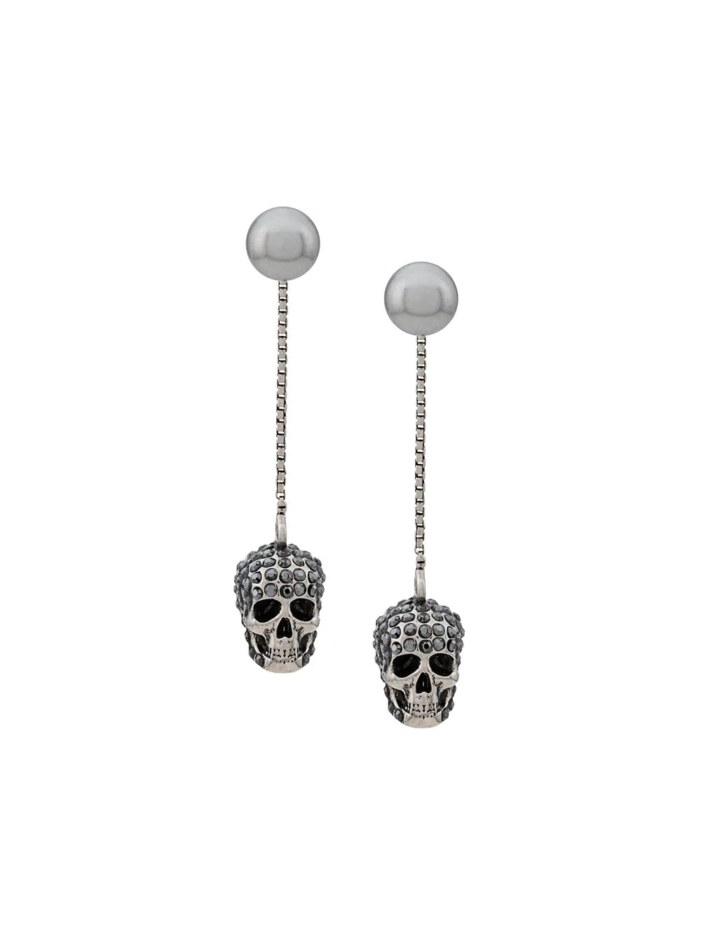 Pave Skull Chain Earrings