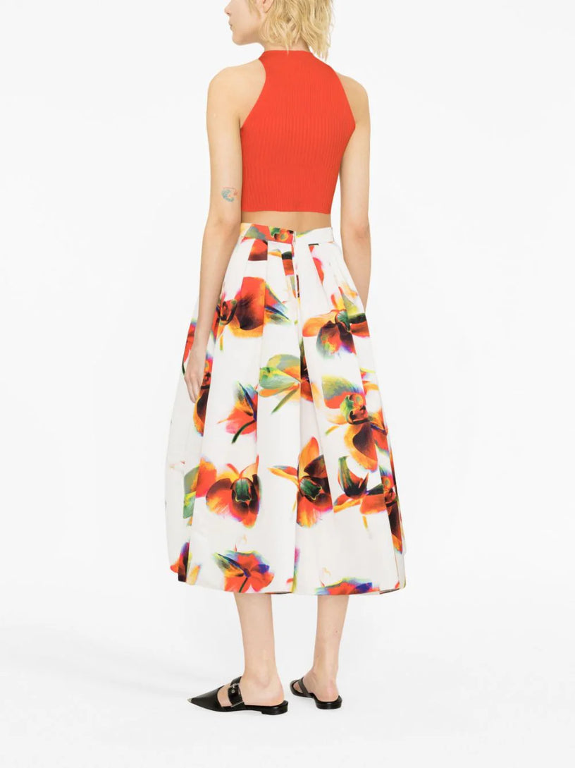 Solarised Orchid Gathered Midi Skirt