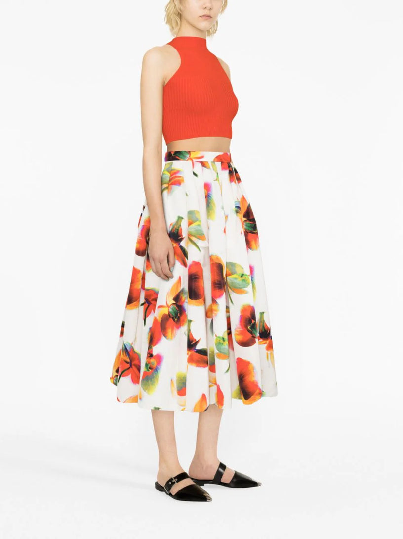 Solarised Orchid Gathered Midi Skirt