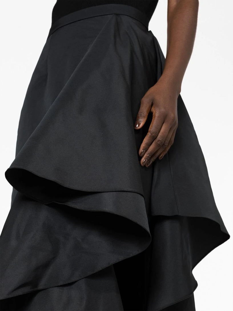 Asymmetric Drape Midi Skirt