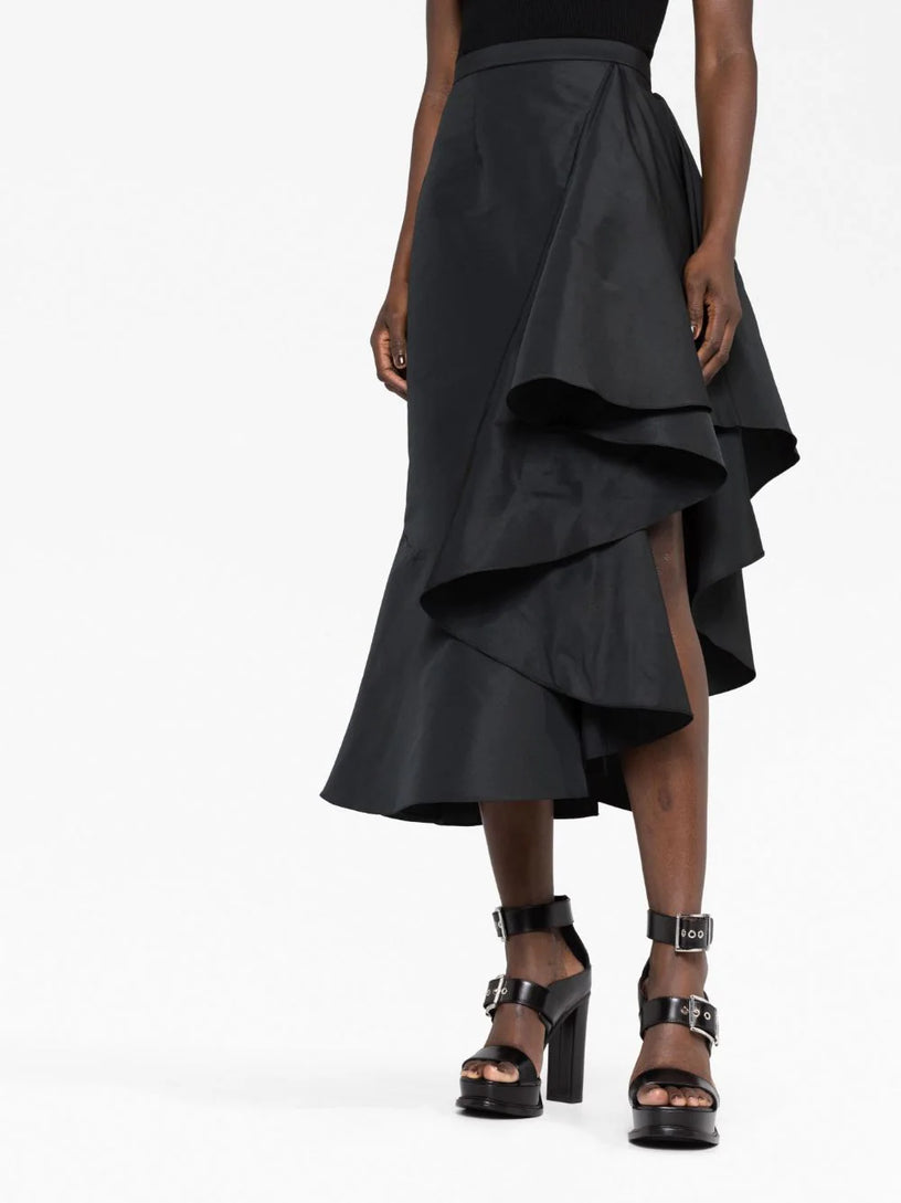 Asymmetric Drape Midi Skirt