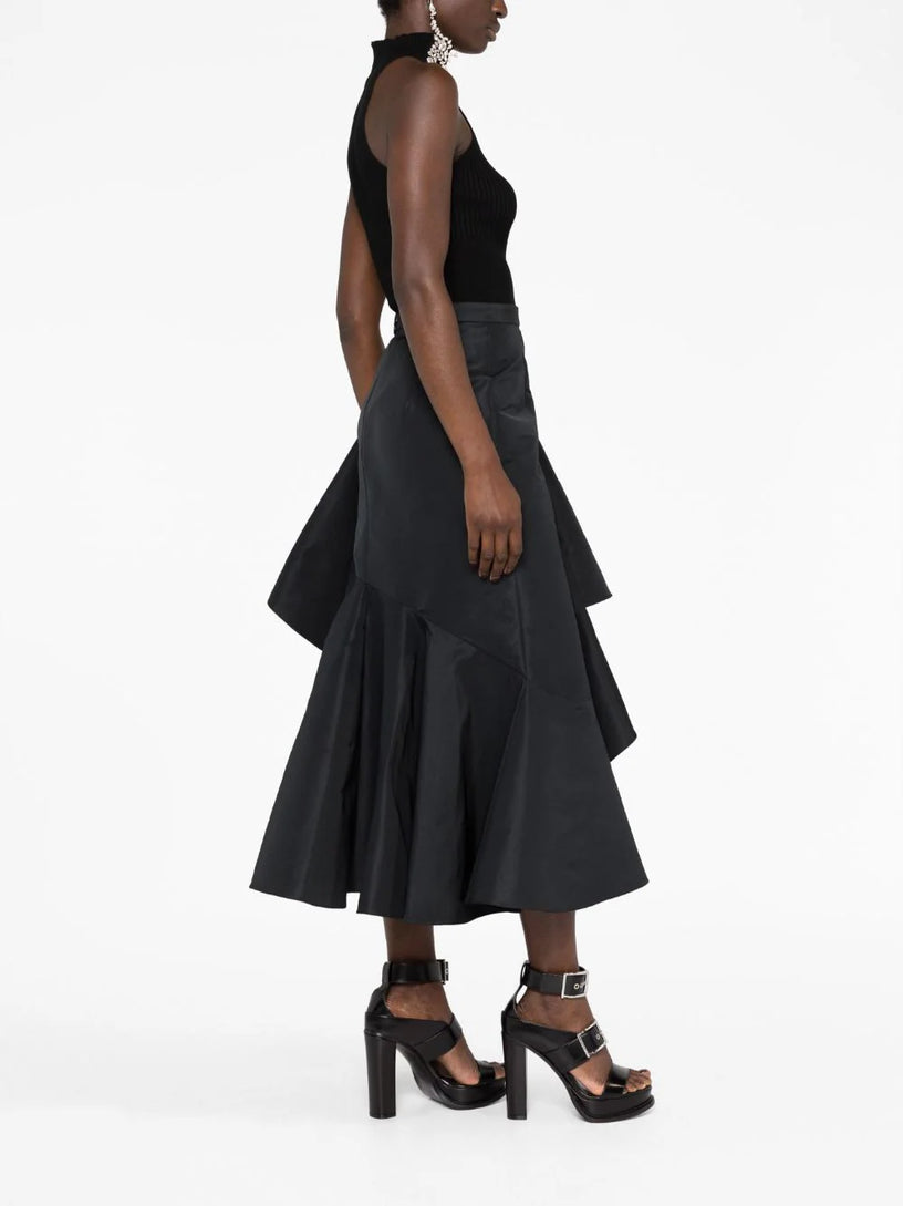Asymmetric Drape Midi Skirt