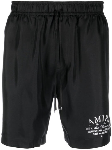 Logo-print silk shorts