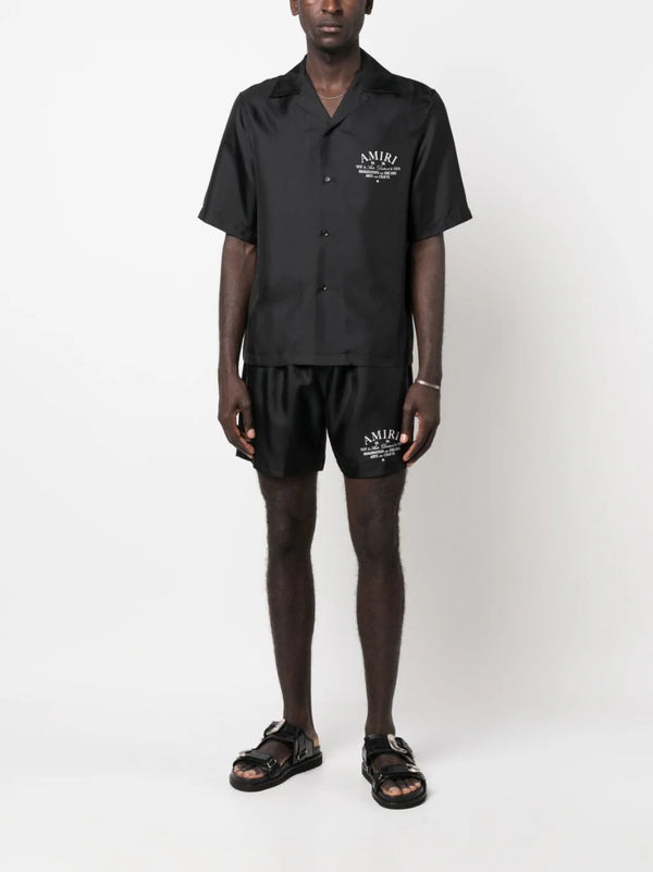 Logo-print silk shorts
