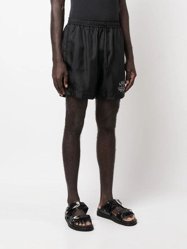 Logo-print silk shorts