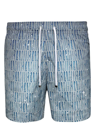 Logo-print gradient-effect swim shorts