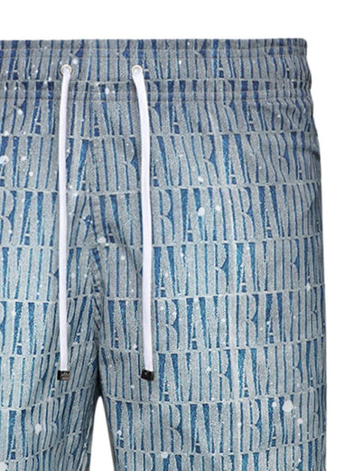 Logo-print gradient-effect swim shorts