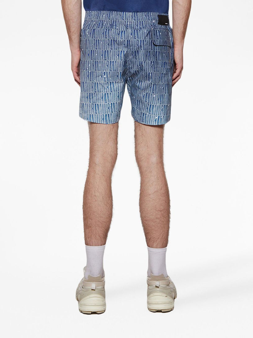 Logo-print gradient-effect swim shorts
