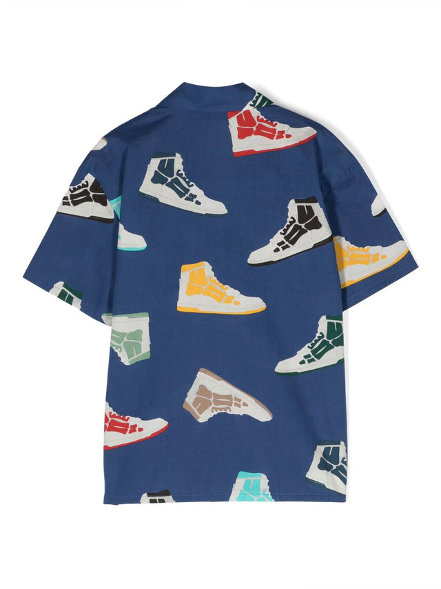 Skel-print bowling shirt