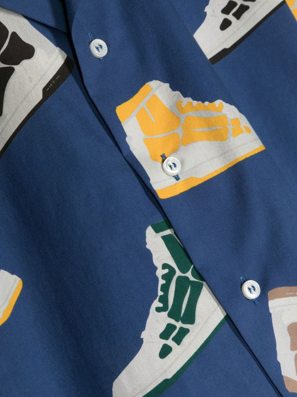 Skel-print bowling shirt