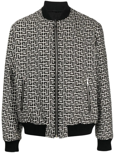 Monogram-pattern reversible bomber jacket