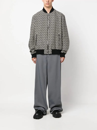 Monogram-pattern reversible bomber jacket
