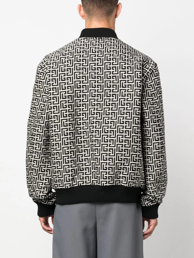 Monogram-pattern reversible bomber jacket
