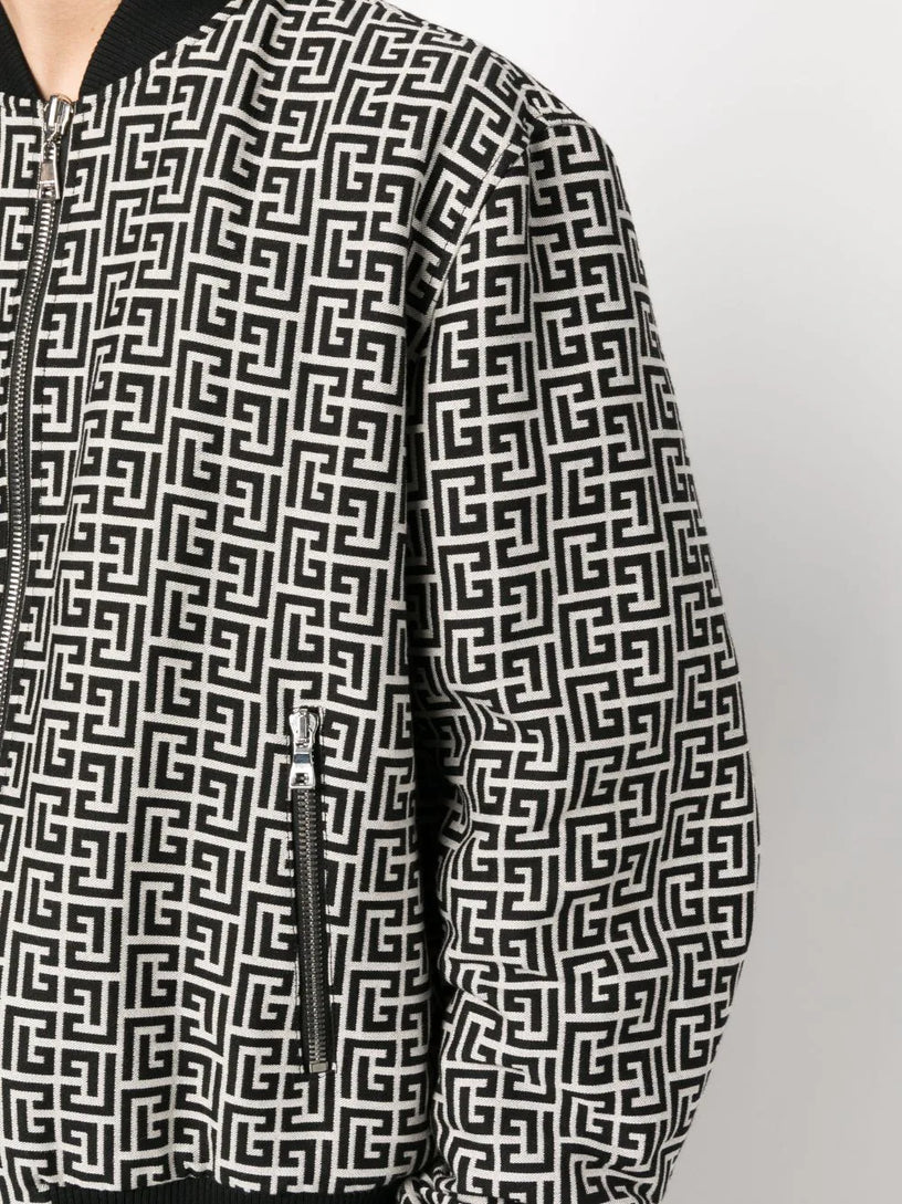 Monogram-pattern reversible bomber jacket