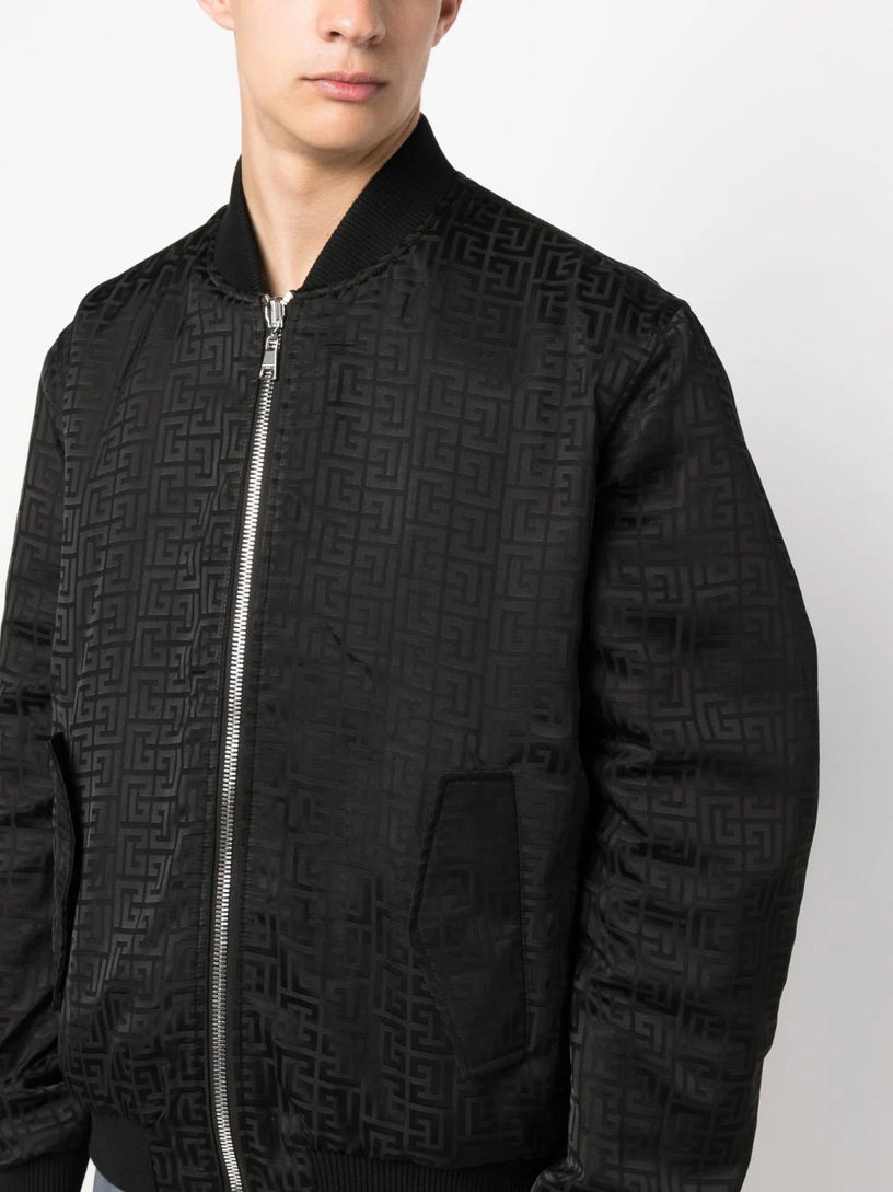 Monogram-pattern reversible bomber jacket