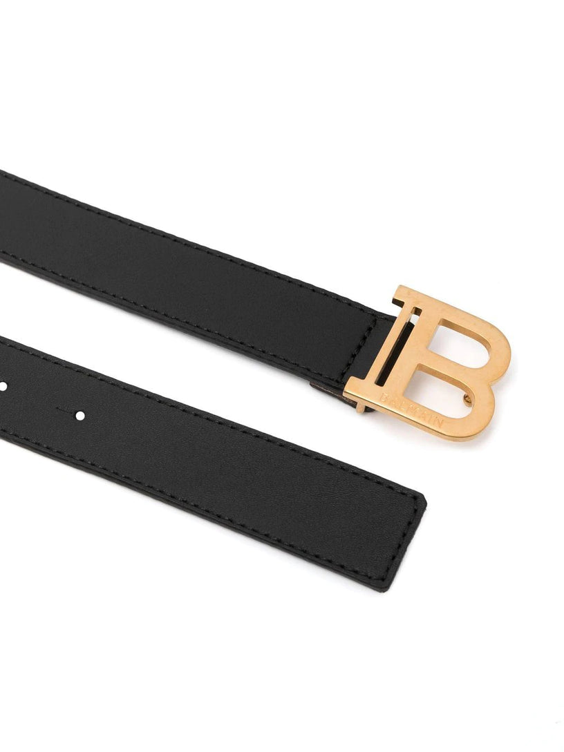 Logo-buckle leather belt