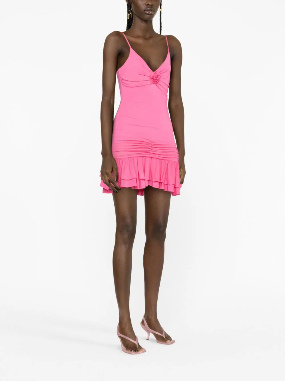 Mini dress w/rose appliqué