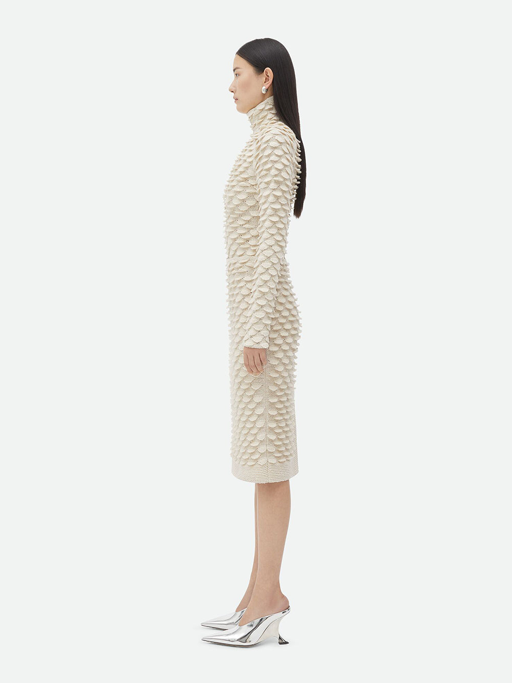 Fish Scale Wool Midi Skirt