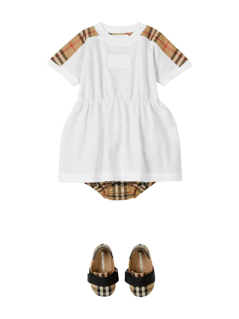 Check Cotton Dress with Bloomers Burberry Kids Bianco Check Cotton Dress with Bloomers Burberry Kids Bianco