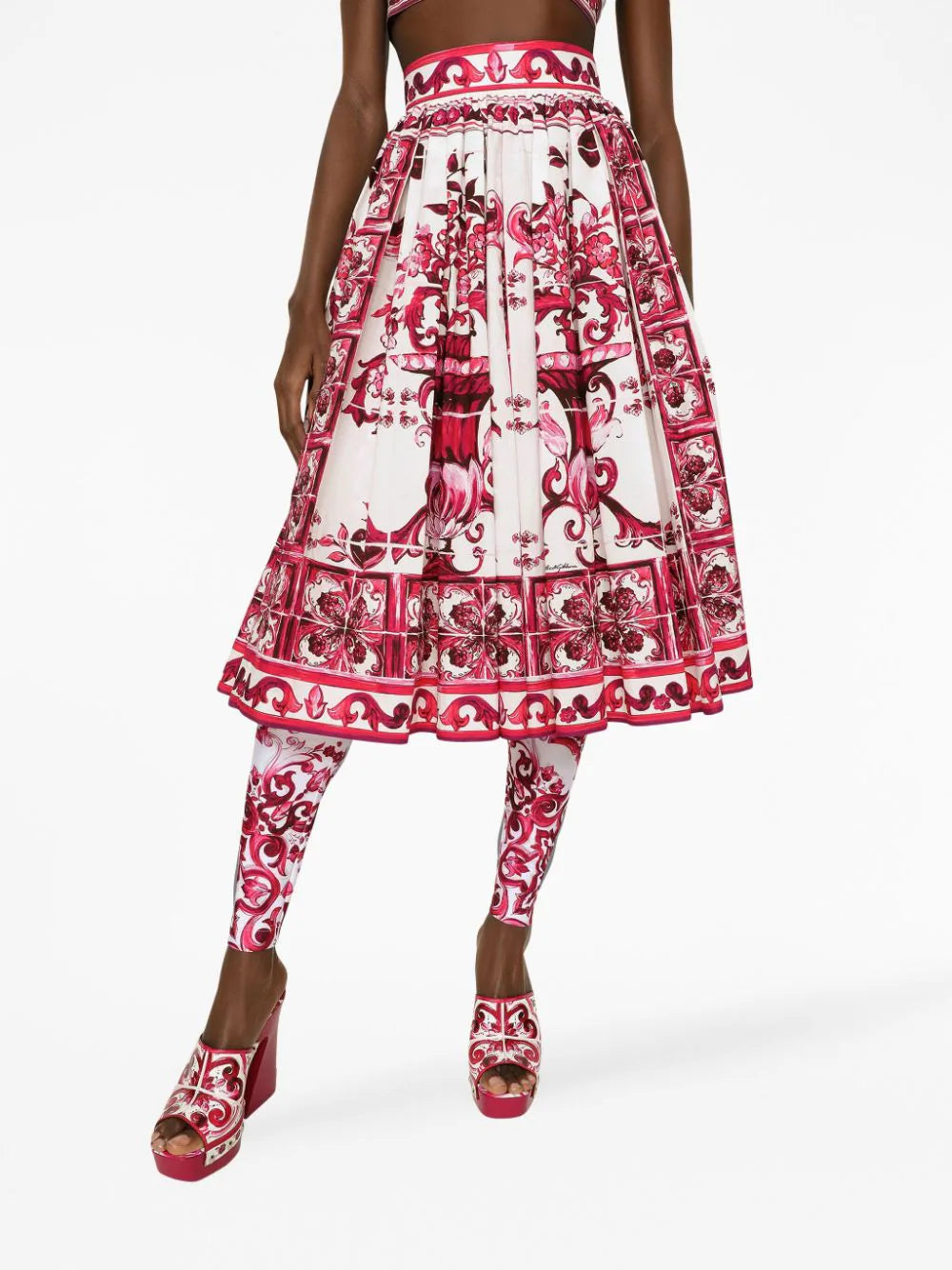 Midi skirt with Majolica print